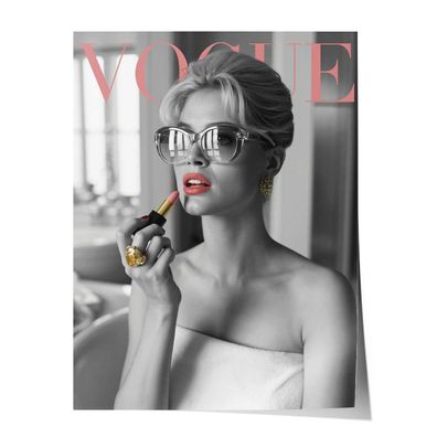 Poster Leinwandbild Brigitte Bardot VOGUE cover Badezimmer Deko schwarz weiß Mode
