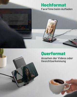 INIU 15W Qi Wireless Charger Stand, Schnellladegerät für iPhone 15, Samsung S23/S22