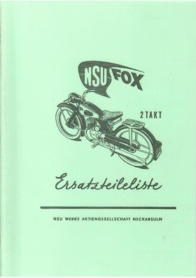Ersatzteilliste NSU Fox 2-Takt, 125 ccm, Motorrad, Zweirad, Oldtimer, Klassiker