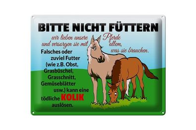 Blechschild 40 x 30 cm Bitte nicht füttern Pferd Kolik
