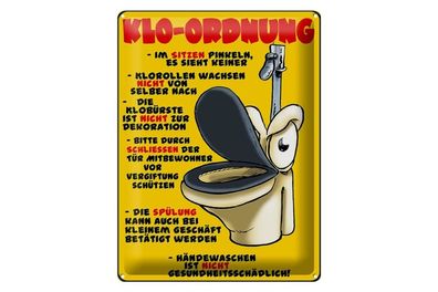 Blechschild 40 x 30 cm Klo Ordnung im sitzen pinkeln