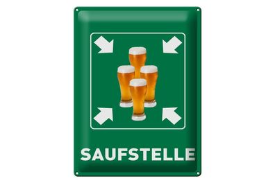 Blechschild 40 x 30 cm Saufstelle Biergläser Bier
