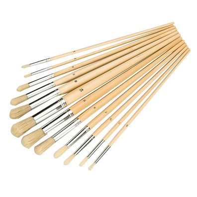 12 x Künstlerpinsel mit abgerundeten Spitzen und Naturborsten