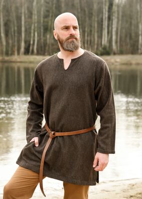 Wikingertunika Morten, Fischgrätmuster, braun