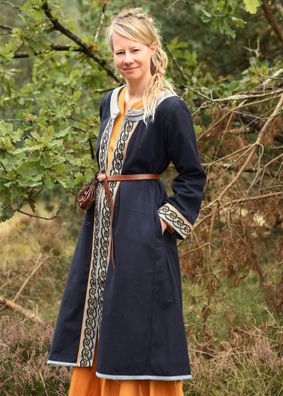 Bestickter Wikinger Mantel Ella, dunkelblau