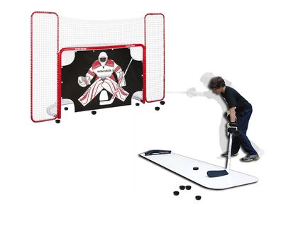 Schusstraining Set - Tor + Pucks + Boomerang Passer + Shooter
