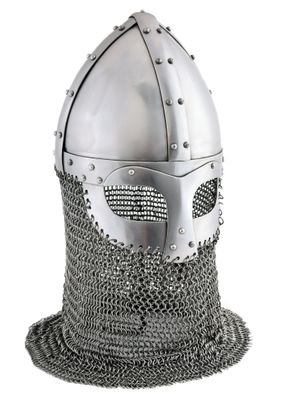 Vendelzeitlicher Spangenhelm mit Kettenbrünne, schaukampftauglich
