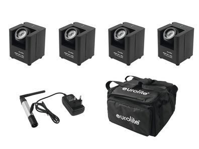 Eurolite Set 4x AKKU UP-1 + SB-4 Soft-Bag + QuickDMX Funksender