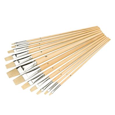 12 x Künstlerpinsel mit flachen Spitzen und Naturborsten