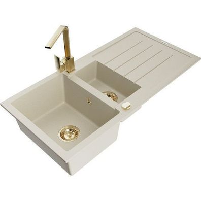 Mexen Andres Granitspüle Beige mit Goldmischer