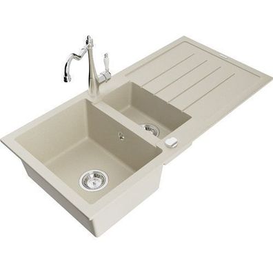 Mexen Andres Granitspüle Beige mit Mischbatterie