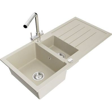 Mexen Andres Granitspüle Beige mit Mischbatterie
