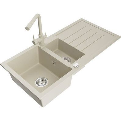 Mexen Andres Granitspüle Beige mit Mischbatterie
