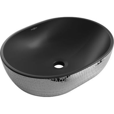Mexen Viki Aufsatzwaschbecken Oval 48x35 cm Schwarz/Silber Keramik Matt