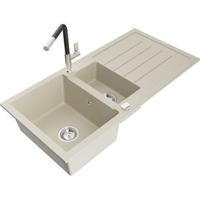 Mexen Andres Granitspüle Beige mit Mischbatterie