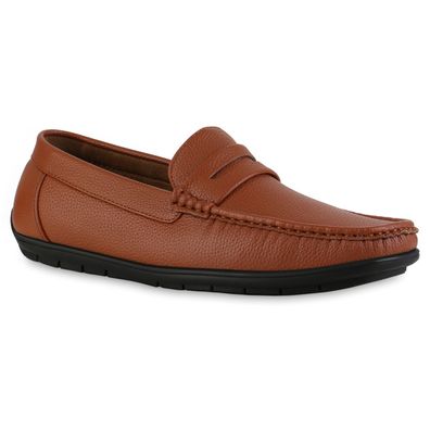 VAN HILL Herren Mokassins Slippers Bequeme Profil-Sohle Leder-Optik