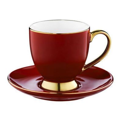 Tasse mit Untertasse Royal 220 ml rot-gold Ambition