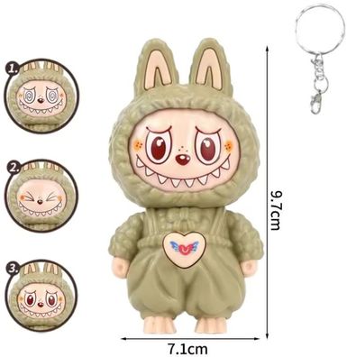 Labubu Emoji Figur - 3 Gesichter & Schlüsselanhänger - Toffee