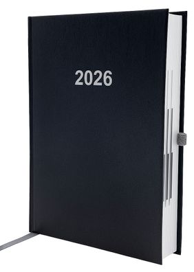 2026 ADINA Buchkalender Chefplaner A5 schwarz 1 Tag 1 Seite auch sonntags