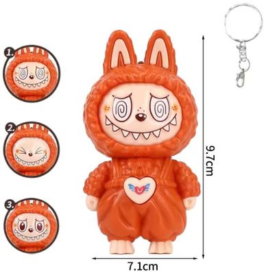 Labubu Emoji Figur - 3 Gesichter & Schlüsselanhänger - Rot