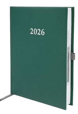 2026 ADINA Buchkalender Chefplaner A5 grün-metallic 1 Tag 1 Seite