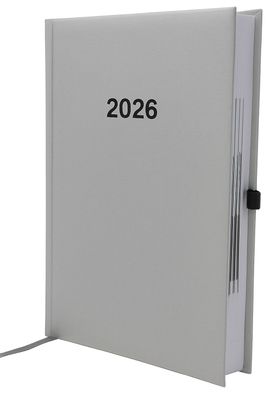 2026 ADINA Buchkalender Chefplaner A5 silber-metallic 1 Tag 1 Seite