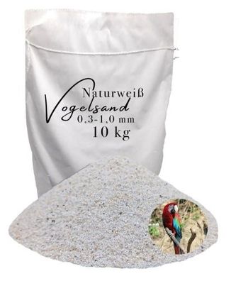 10 kg Vogelsand naturweiß 0,3–1,0 mm ohne Zusatzstoffe
