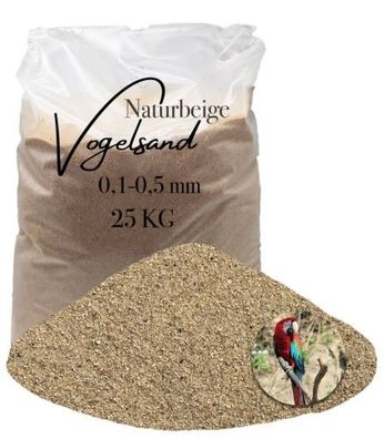 Vogelsand Naturbeige 0,1–0,5?mm – 25?kg ohne Anis & Grit