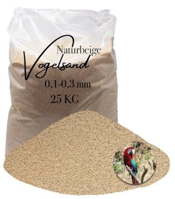 Vogelsand Naturbeige 0,1–0,3 mm – 25?kg staubfrei & ohne Grit