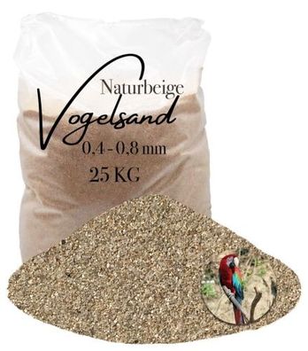 Vogelsand Naturbeige 0,4–0,8?mm – 25?kg für Papageien & Volieren