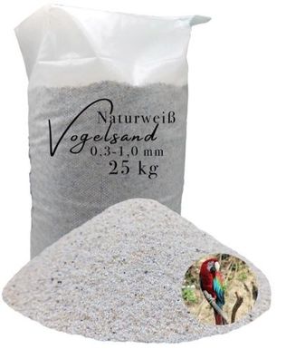 Vogelsand 25 kg weiß keimfrei ohne Zusatzstoffe wie Anis und Grit Bodengrund