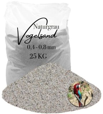 Vogelsand 0,4–0,8?mm grau – 25?kg naturreiner Quarzsand ohne Anis & Grit für Badeplät