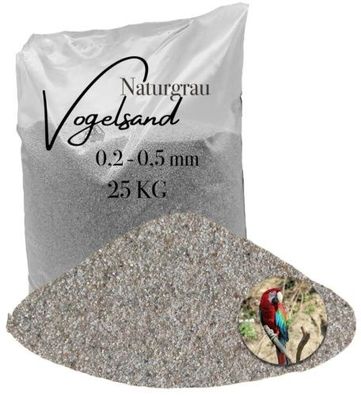 Feuergetrockneter grauer Vogelsand 0,2–0,5 mm – staubfrei & kantengerundet – 25 kg Na