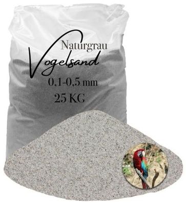 Vogelsand 0,1–0,5 mm grau – gerundet, staubfrei, ohne Grit – 25?kg feuergetrocknet