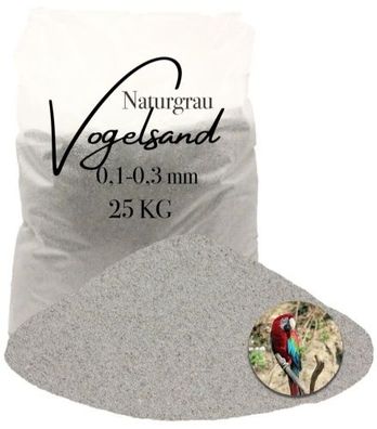 Vogelsand 0,1–0,3 mm grau – feuergetrocknet & staubfrei – 25?kg naturrein ohne Grit