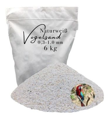 Vogelsand 0,3-1,0mm weiß keimfrei ohne Zusatzstoffe wie Anis und Grit 6 kg