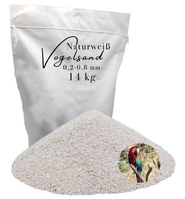 Vogelsand 0,2-0,8mm 14 kg weiß keimfrei ohne Zusatzstoffe wie Anis und Grit