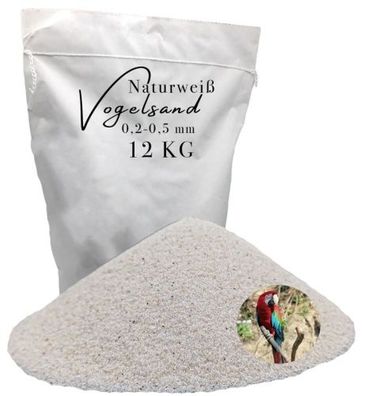 Vogelsand 0,2-0,5mm 12kg weiß keimfrei ohne Zusatzstoffe wie Anis und Grit