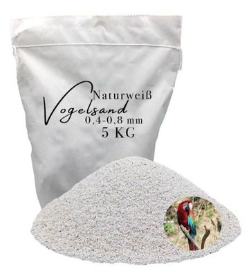 Vogelsand weiß 0,4–0,8 mm 5 kg – reiner Quarzsand ohne Zusatzstoffe