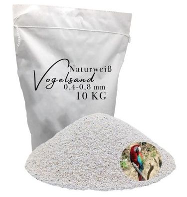 Vogelsand weiß 0,4–0,8 mm 10 kg – staubfreier Quarzsand für Ziervögel