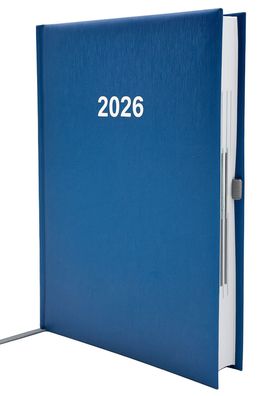 2026 ADINA Buchkalender Chefplaner A5 blau-metallic 1 Tag 1 Seite