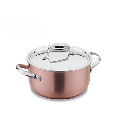Korkmaz Divani Casserole 24 x 12 cm Kupfer-Topf mit Deckel - 5,1 L