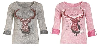 MarJo T-Shirt Hanna mit Hirschmotiv grau oder pink