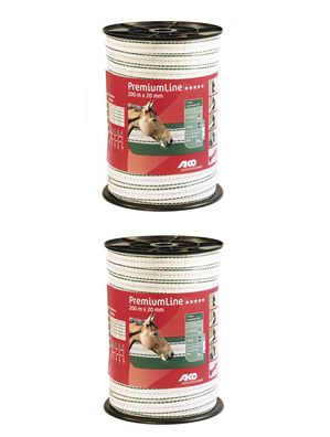 2 Stück 200 m Weidezaunband Weiss-Grün Elektrozaun auf Rolle Bruchlast 180 kg