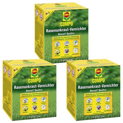 3 x COMPO Rasenunkraut-Vernichter Banvel® Quattro, 75 ml