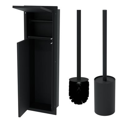 HAGO® WC Toilettenpapierhalter Schwarz Unterputz Schlitz Edelstahl 20x60 Nische