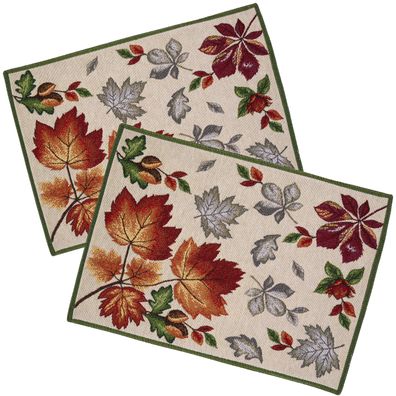Platzdeckchen Set Gobelin Platzset Tischset Herbstlich Untersetzer Herbst Blatt