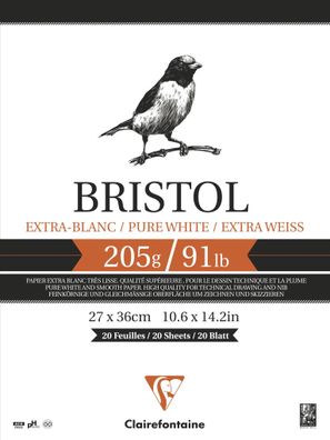 Clairefontaine Block Bristolkarton 27x36 205g 20Bl