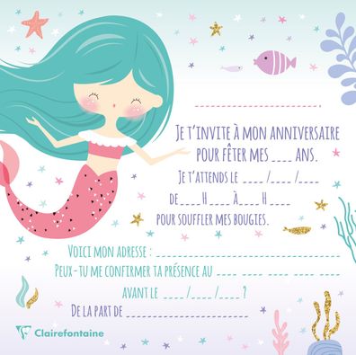 Clairefontaine Geburtstag Karten+Umschläge Mermaid
