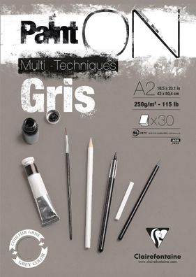 Clairefontaine Paint'On gr Fgekörnt A2 30Bl 250g